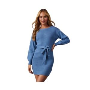 Vici Lorene Tie Waist Mini Sweater Dress Large